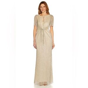 New Adrianna Papell Women's Stardust Pleated Mermaid Gown Size 6